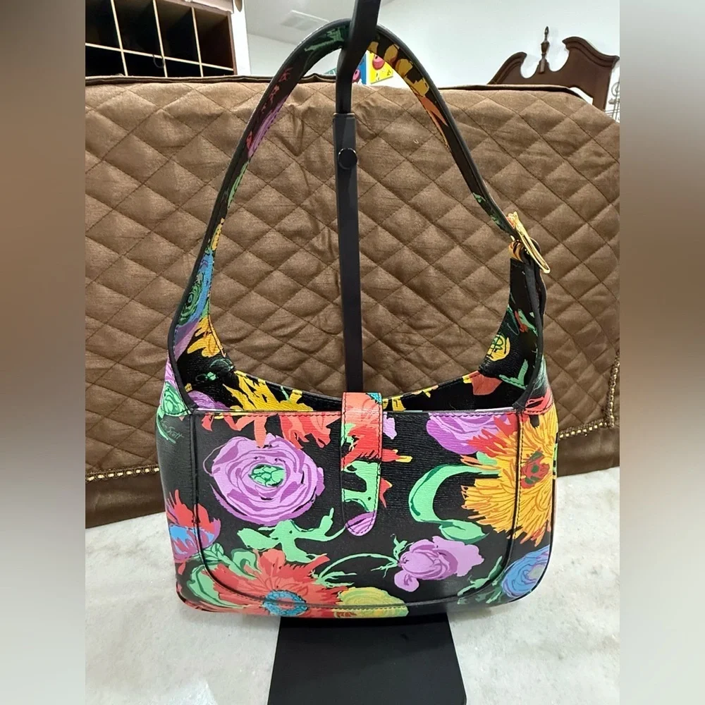 Gucci X Ken Scott New Shangai Calfskin Floral Print Small Jackie 1961 Hobo